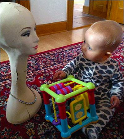 Ellis meeting mannequin head lady